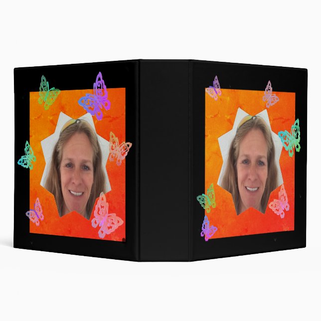 Butterflies on 1974 Orange on Black Small Sun Fram 3 Ring Binder (Background)