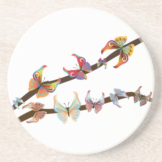 Butterflies on a Branch Drink Coaster (Front)