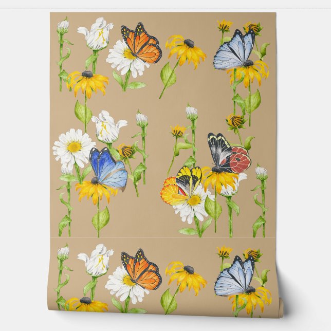 Butterflies on a  wallpaper  (Unrolling)