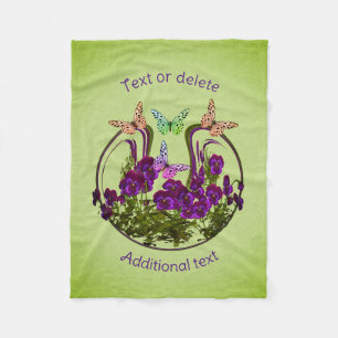 Butterflies On Abstract Flower Art Personalized Fleece Blanket