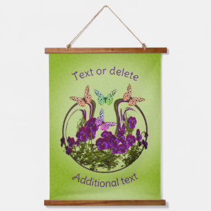 Butterflies On Abstract Flower Art Personalized Hanging Tapestry