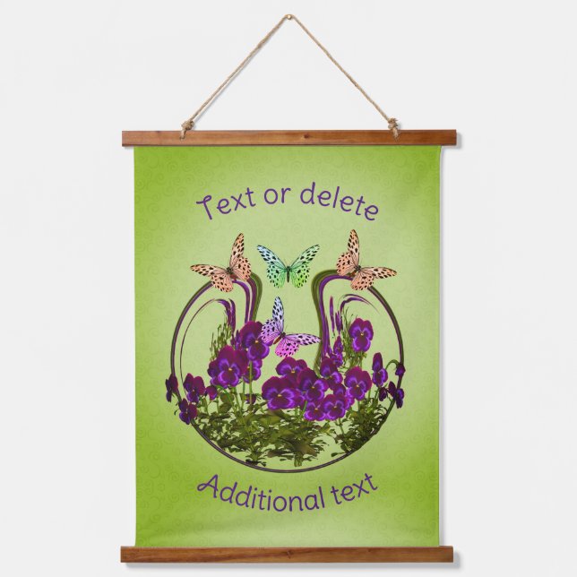 Butterflies On Abstract Flower Art Personalized Hanging Tapestry (Front)