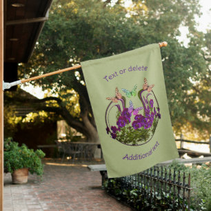 Butterflies On Abstract Flower Art Personalized House Flag