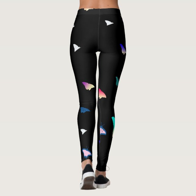 Butterflies on Black Leggings (Back)