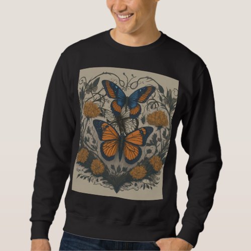 BUTTERFLIES ON DALE BLACK PAPER SWEATSHIRT