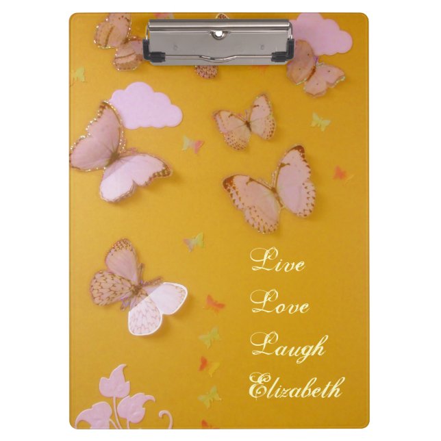 Butterflies on Gold Personalized Clipboard (Front)
