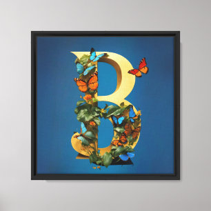 Butterflies on Golden Letter B Canvas Print