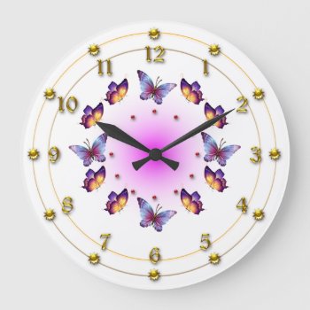 Butterflies On Graduated Cream And Pink Large Clock by The_Clock_Shop at Zazzle