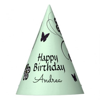 Butterflies on Green Flowers Birthday w/ Name