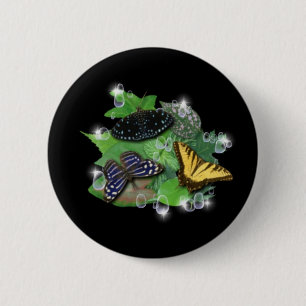 Butterflies on Leaves Button