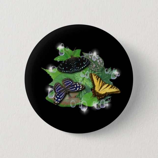 Butterflies on Leaves Button (Front)