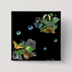Butterflies on Leaves Button