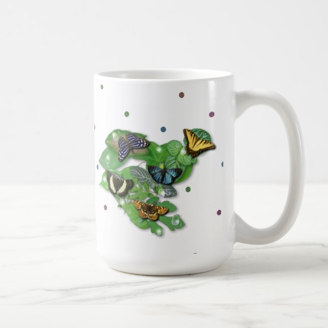 Butterflies on Leaves Coffee Mug (Right)