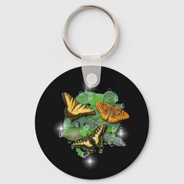 Butterflies on Leaves Keychain (Front)