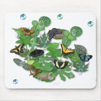 Butterflies on Leaves Mouse Pad