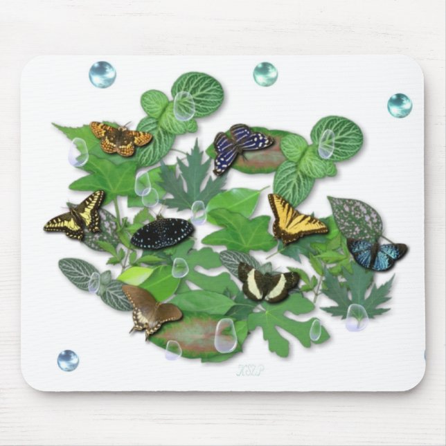Butterflies on Leaves Mouse Pad (Front)