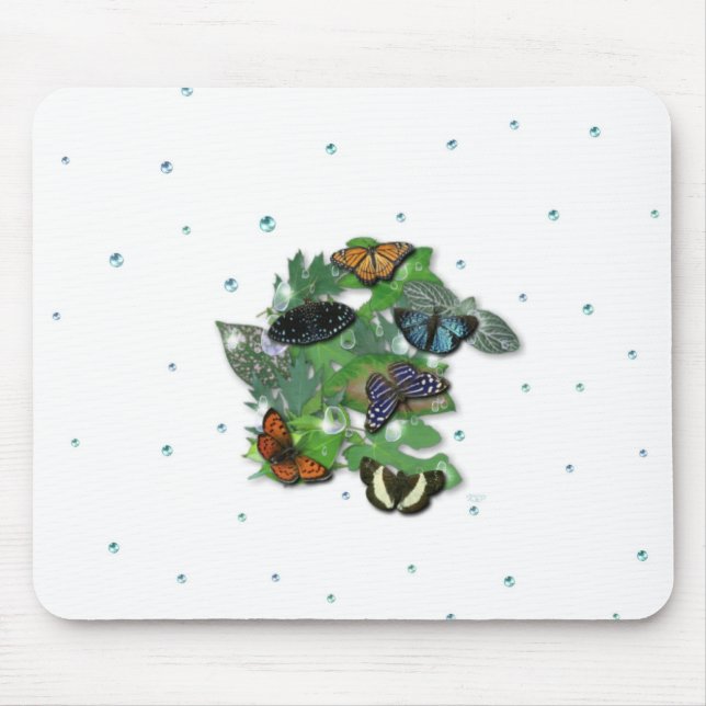 Butterflies on Leaves Mouse Pad (Front)