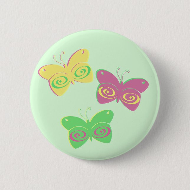 Butterflies on light green background pinback button (Front)