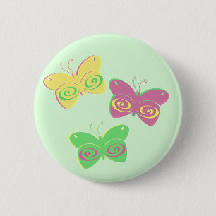 Butterflies on light green background pinback button