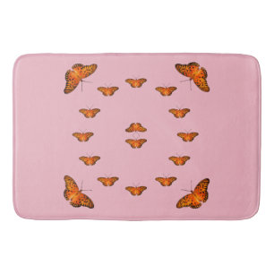 Butterflies on pink Bath Mat