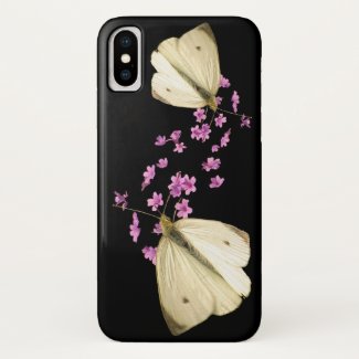 Butterflies on Pink Garden Flowers iPhone X Case