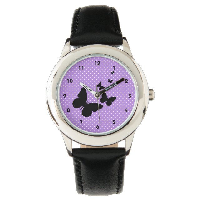 Butterflies on Polka Dots Design Watch (Front)