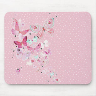 Butterflies On Polka Dots Mouse Pad