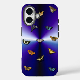 Butterflies on purple rainbow iPhone 16 case