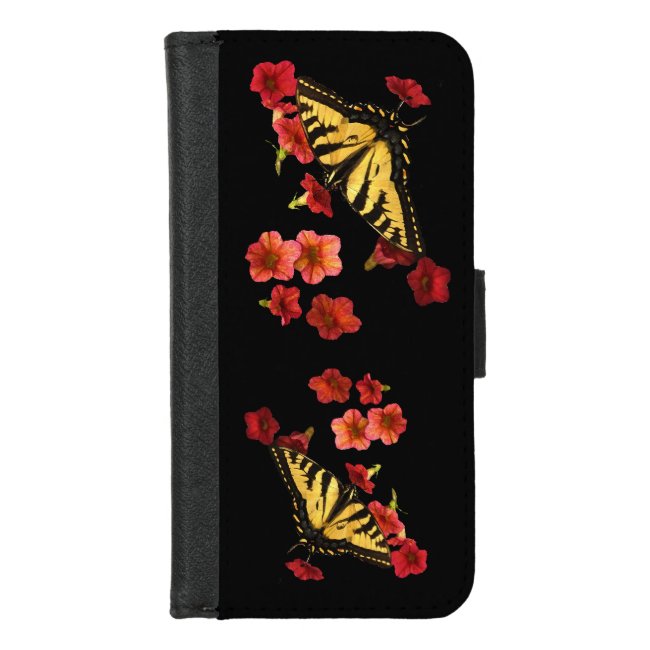 Butterflies on Red Flowers iPhone 8/7 Wallet Case