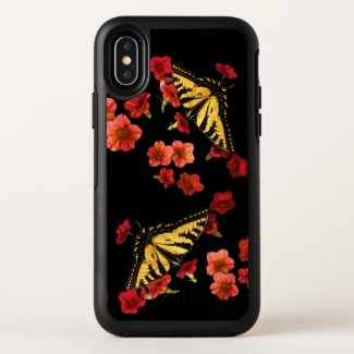 Butterflies on Red Flowers OtterBox iPhone X Case