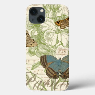 Butterflies on Sheet Music with Floral Design iPhone 13 Case