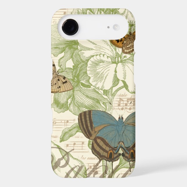Butterflies on Sheet Music with Floral Design Case-Mate iPhone Case (Back)
