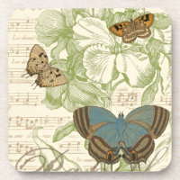 Butterflies on Sheet Music with Floral Design