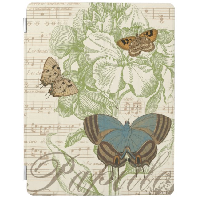 Butterflies on Sheet Music with Floral Design iPad Smart Cover (Front)