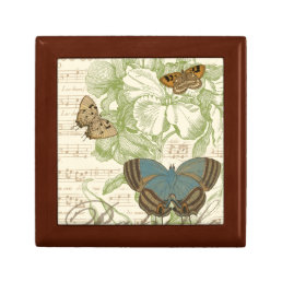 Butterflies on Sheet Music with Floral Design Jewelry Box