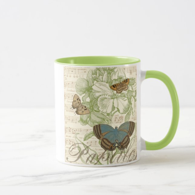 Butterflies on Sheet Music with Floral Design Mug (Right)