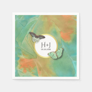 Butterflies on Southwest Colors Wedding Paper Napkins
