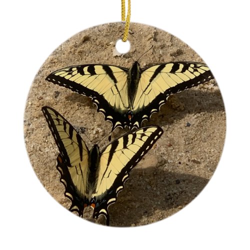 Butterflies on the Beach Ceramic Ornament