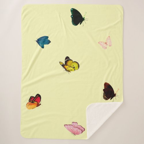 Butterflies on Yellow Sherpa Blanket