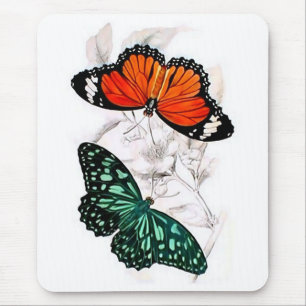Butterflies - Orange and Green Mouse Pad