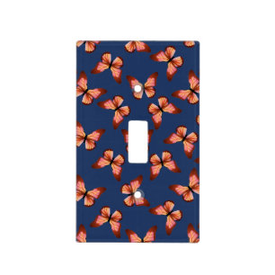 Butterflies Orange Pink Black Pattern Light Switch Cover