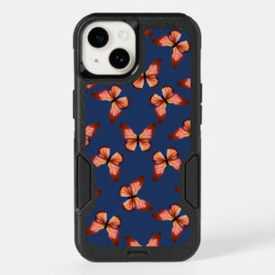 Butterflies Orange Pink Black Pattern OtterBox iPhone 14 Case