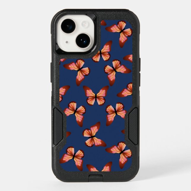 Butterflies Orange Pink Black Pattern Otterbox iPhone Case (Back)