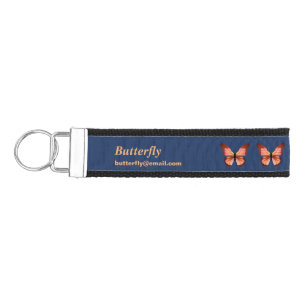 Butterflies Orange Pink Black Personalized Wrist Keychain
