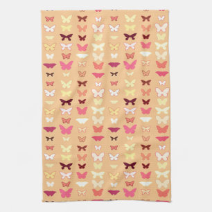 Butterflies, orange, yellow and coral kitchen towel
