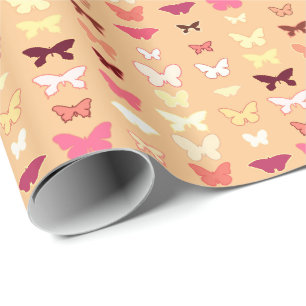 Butterflies, orange, yellow and coral wrapping paper