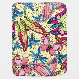 Butterflies Over Flowers Meadow View Baby Blanket