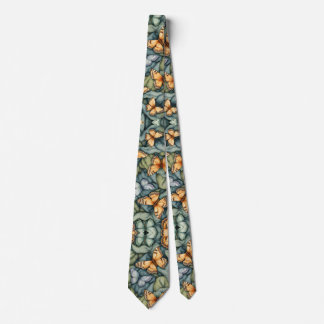 Butterflies Pattern Blue Green Yellow Shades  Neck Tie