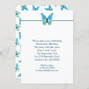 Butterflies Pattern Custom Colors Graphic Party Invitation