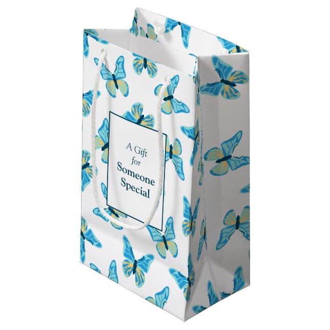 Butterflies Pattern Custom Colors Graphic Small Gift Bag (Front Angled)